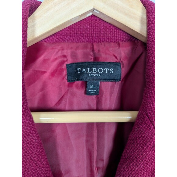 Talbots Blazer Womens 16P Red Cotton Textured Single Button Lined Petite Jacket - Picture 3 of 7